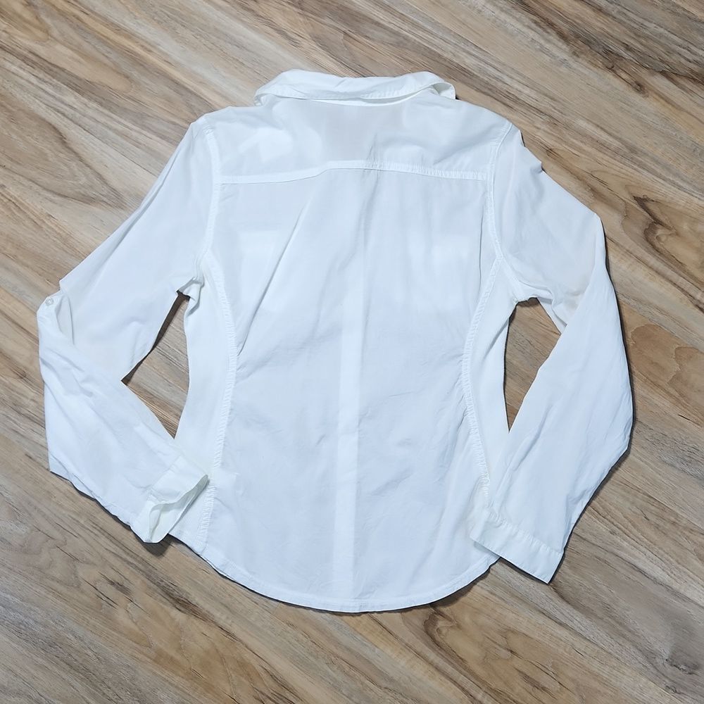 ☔️💜Old Navy White Western Button Adjustable Long Sleeve Top Medium - Picture 3 of 11